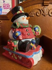 Jc Penney Home Collection boneco de neve frasco de biscoito trenó inverno Natal feriado presente comprar usado  Enviando para Brazil