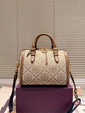 Bolsa de boliche Tory Burch estruturada monograma com alça destacável em bege Canva comprar usado  Enviando para Brazil