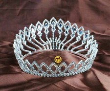 Usado, Tiara de prata redonda contornada coroa de cristal strass concurso festa de casamento comprar usado  Enviando para Brazil