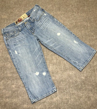 Bermuda jeans Hollister tamanho 5 bermuda pedal empurrador cintura baixa longa azul denim 30x16 comprar usado  Enviando para Brazil