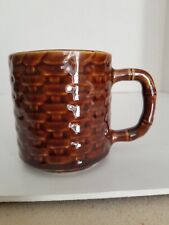 Cesta marrom vintage padrão de tecido com alça de padrão de vime xícara de café caneca chá comprar usado  Enviando para Brazil