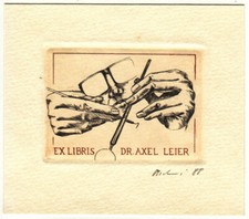 DETLE OLSCHEWSKI: Exlibris für Axel Leier, Zahnarzt na sprzedaż  Wysyłka do Poland