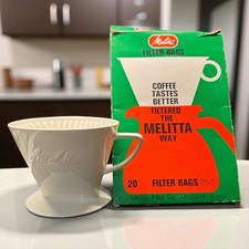 Usado, Melitta Pour Over Coffee Cone 1 furo filtro gotejamento cerâmica com caixa aberta de filtros comprar usado  Enviando para Brazil