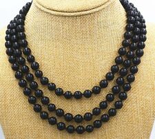 Moda Collar de cuentas redondas de piedras preciosas de ónix negro de 8 mm 50"" PN280 segunda mano  Embacar hacia Argentina