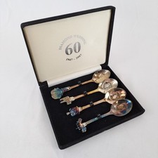 Conjunto de colheres lembrança casamento diamante prato prata vintage rainha Elizabeth comprar usado  Enviando para Brazil