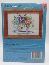 Embroidery pansy teacup for sale  Independence
