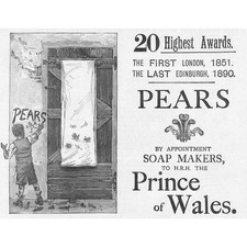 Fabricantes de saboneteiras PEARS; impressões de mãos sujas - impressão publicitária vitoriana antiga 1891 comprar usado  Enviando para Brazil