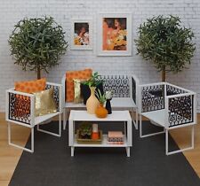 🌼4 piezas JUEGO SILLAS Y MESA PATIO TRASERO JARDÍN TERRAZA MUEBLES PATIO 1/6 para BARBIE segunda mano  Embacar hacia Mexico