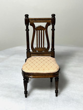 Miniatura Casa de Bonecas Vintage Harpa Lira Cadeira Traseira Padrão Diamante 1:12 RARO comprar usado  Enviando para Brazil
