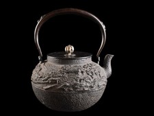 Y3077: XF escultura japonesa de paisagem de ferro chaleira de chá bule Tetsubin, usado comprar usado Y3077: XF escultura japonesa de paisagem de ferro chaleira de chá bule Tetsubin, usado comprar usado  Enviando para Brazil