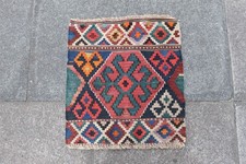 Antyczna noszona ręcznie robiona tradycyjna orientalna wełna czerwona torba kilim twarz 54x50cm na sprzedaż  Wysyłka do Poland