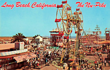 Cartão postal CA Long Beach California-Nu-Pike's Double Ferris Wheel-Vintage 1960 C4 comprar usado  Enviando para Brazil