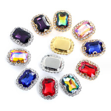 20 peças botão de joias octógona retangular vidro facetado strass cristal costurar comprar usado  Enviando para Brazil