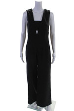 Mono negro sin mangas de pierna ancha con cuello en V de la colección Nina Bauer para mujer talla M segunda mano  Embacar hacia Mexico