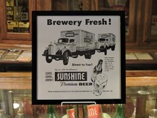 SUNSHINE PREMIUM BEER, SUNSHINE BRG. LEITURA, PA., PLACA PUBLICITÁRIA DE PAPEL EMOLDURADA PARA CERVEJARIA comprar usado  Enviando para Brazil