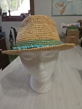 Fedora Trilby Feminina Taiti – Fibra Natural, Aba Curta Turquesa Frisada comprar usado  Enviando para Brazil