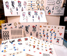 Flash de tatuagem vintage (10) folhas (184 peças) em páginas de exibição laminadas comprar usado  Enviando para Brazil