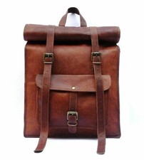 Bolsa Vintage Pura Masculina de Couro Feita à Mão Estilo Vintage Mochila Retrô Bolsa Universitária, usado comprar usado  Enviando para Brazil