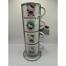 NOVO Conjunto Torre de Caneca de Cerâmica Hello Kitty Holiday de 4 Xícaras de Café Espresso de 3 oz comprar usado  Enviando para Brazil