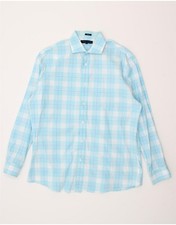 Camisa masculina slim fit Tommy Hilfiger tamanho 16 grande xadrez azul algodão XY10 comprar usado  Enviando para Brazil