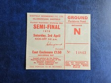 Używany, BILET BEŻOWY 1976 DERBY COUNTY - MANCHESTER MAN UTD UNITED FA CUP PÓŁFINAŁ na sprzedaż  PL