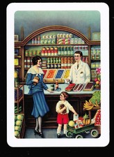 1 CARTÃO DE BARALHO MODERNO AMPLO ART DÉCO MÃE E FILHO EM LOJA DE FRUTAS E VEGETAIS comprar usado  Enviando para Brazil