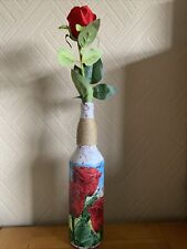 Decoupaged rose bottle for sale  NEW QUAY