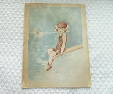 Aquarelle heuze fillette d'occasion  Doullens