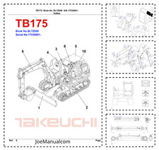 Takeuchi TB175 Koparka hydrauliczna Instrukcja części SN 17530001 PDF, używany na sprzedaż  PL