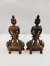 Antiga tocha de bronze 13,5" coluna chama no pilar lareira andirons  comprar usado  Enviando para Brazil
