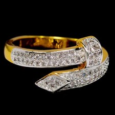 ANEL FOLHEADO A OURO AMARELO BRONZE REDONDO ZIRCÔNIA CÚBICA BRANCA AAA TAMANHO 8-9 comprar usado  Enviando para Brazil