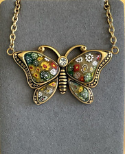 Collar mariposa de cristal estilo Murano enchapado en iones YG 316L acero inoxidable 24" segunda mano  Embacar hacia Argentina