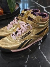 Usado, TÃO RARO! Tênis feminino Reebok Freestyle cano alto rosa dourado tamanho 7.5 metálico  comprar usado  Enviando para Brazil