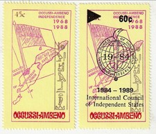Occussi-Ambeno - Duas etiquetas de independência 1988-89 (M) comprar usado  Enviando para Brazil