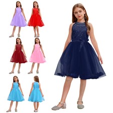 Usado, Vestido menina~princesa comprimento do joelho vestido de tule cinto banquete concurso cintura alta comprar usado  Enviando para Brazil