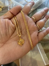 Colar de coração de ouro amarelo saudita real 18k peso leve 17"", usado comprar usado  Enviando para Brazil