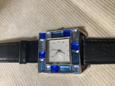 Relógio feminino de cristal com pulseiras de couro preto comprar usado  Enviando para Brazil