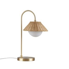 Abajur de mesa INK+IVY - Charmoso abajur de cabeceira de rattan base de metal dourado,..., usado comprar usado  Enviando para Brazil