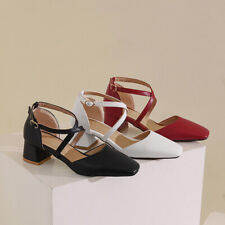 Usado, Sapatos femininos salto bloco biqueira quadrada couro sintético alça cruzada sapatos AU tamanho 2~15 comprar usado Usado, Sapatos femininos salto bloco biqueira quadrada couro sintético alça cruzada sapatos AU tamanho 2~15 comprar usado  Enviando para Brazil