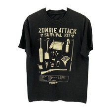 2004 Shaun of the Dead Zombie Attack Survival Kit Camiseta Preta Tamanho M Filme #Z58 comprar usado  Enviando para Brazil