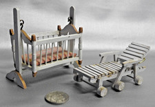 Lc. CASA DE BONECAS MINIATURA VINTAGE CHIQUE GASTO BALANÇO BRANCO BERÇO E SALÃO DE SOL, usado comprar usado  Enviando para Brazil