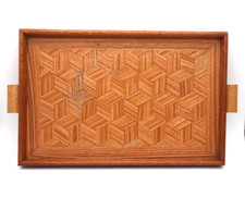 BANDEJA DE SERVIR INCRUSTADA DE MADEIRA VINTAGE RETRÔ DESIGN DE ESCHER DE PARQUET DO MEIO DO SÉCULO comprar usado  Enviando para Brazil