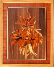 Cuadro de chapa de lirio incrustación de madera naturaleza muerta decoración comprar usado  Enviando para Brazil