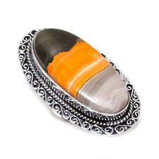 Anel de prata esterlina 925 feito à mão com pedra preciosa de jaspe Bumble Bee tamanho 7 v922 comprar usado  Enviando para Brazil