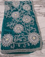 Teal saree silver for sale  BEDFORD