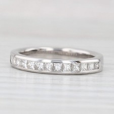 Conjunto de anel de casamento 0,45 ctw canal diamante ouro branco 14k tamanho 4,5 aliança empilhável comprar usado  Enviando para Brazil