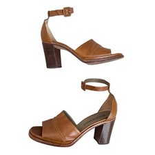 Sandálias femininas YSL Yves Saint Laurent salto bloco 8,5 couro marrom luxo boho, usado comprar usado  Enviando para Brazil