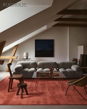 Usado, Novo Tapete de Área de Lã Luxuoso Tufado à Mão Grande Tijolo Vermelho para Sala de Estar comprar usado  Enviando para Brazil