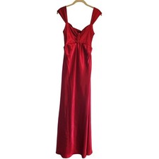 Usado, Vestido maxi vintage anos 90 Y2K cetim vermelho linha A ajuste sem mangas feminino tamanho 6 comprar usado  Enviando para Brazil