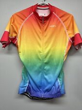 Camiseta deportiva para mujer mediana Primal Wear corte de carrera arco iris bicicleta ciclismo cremallera completa segunda mano  Embacar hacia Argentina